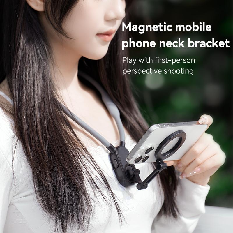 For Magsafe Smart Phone Multifunctional Halter Stand Magnetic Neck Shooting Anti-Shake Bracket For iPhone 16 15 14 13 12 For Samsung S25 S24 Skin Friendly Neck Hanger Cellphone Accessories