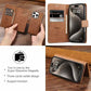 For iPhone 16ProMax 16 15 14 13 12 Leather Phone Case with Strong Magnetic Double Folding Wallet, Anti-Fall Card Bag Kickstand for Magsafe Shockproof Business Hard Full Cover
