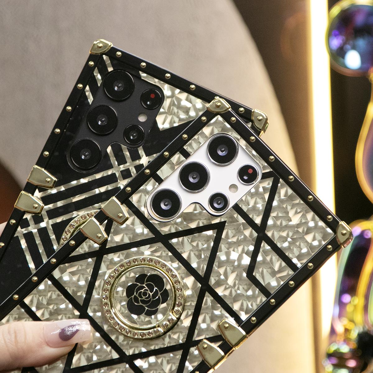 Luxury Glitter Phantom Stripe Flower Cover Plating Phone Case For Samsung S25 S24 S23 S22 S21 FE Plus Ultra Note20 A55 A54 A35 A34 A25 A24 A15 A14