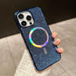 Luxury Rhinestone Glitter Plating Slim PC Strong Magnetic Phone Case For iPhone 16ProMax 15 14 13 Hard Support Wireless Charging Full Cover