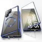 HD Clear Magnetic Double Sided Tempered Glass Front Matte Magnetic Ring Back Phone Case For Samsung S25Ultra S25 S24 S23 S22 S21 Aluminum Alloy Frame Full Cover [Not Support Fingerprint]
