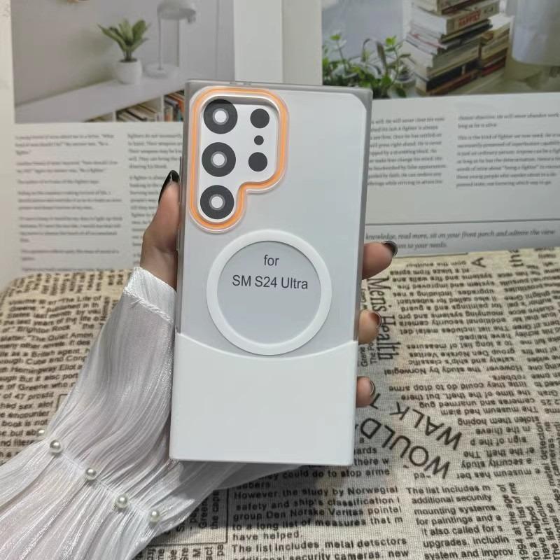 Matte Clear Fission Magnetic Two-tone Slim PC Phone Case For Samsung S25Ultra S25 S24 S23 S22 Transparent Skin Feel Bumper Shockproof Hard Full Cover