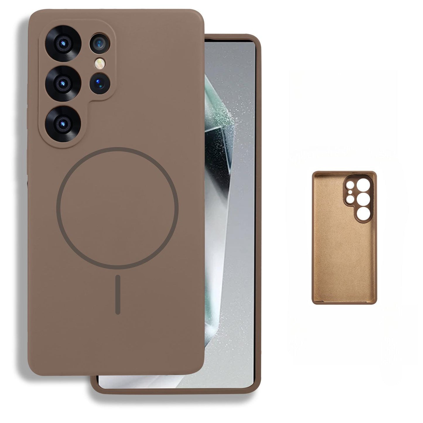Liquid Silicone Fine Ring Strong Magnetic Precision Fingerprint-proof Phone Case For Samsung S25Ultra S25 S24 S23, Soft Skin Feel Shockproof Soft Full Cover With Microfiber Lining