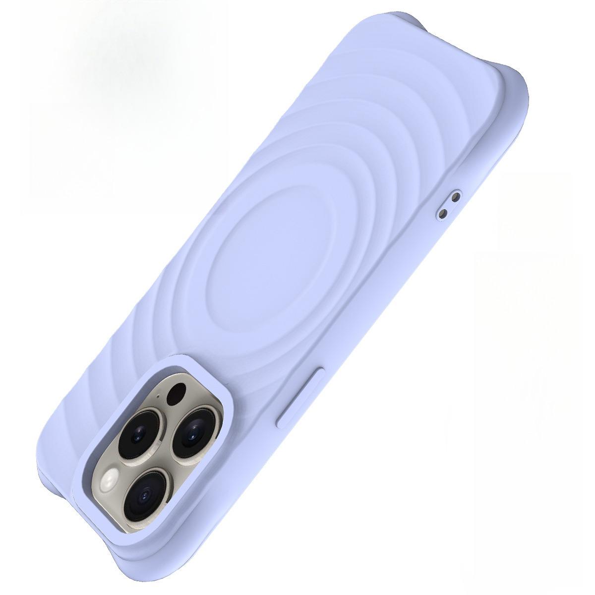 Matte Ripple Pattern Magnetic Silicone Phone Case For iPhone 16ProMax 16E 16 15 14 13 12 Skin Feel Heavy Duty Protection Shockproof Soft Full Cover