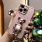 Glitter Electroplated 3D Candy Bear Holder Phone Case For iPhone 16 15 14 13 Pro Max