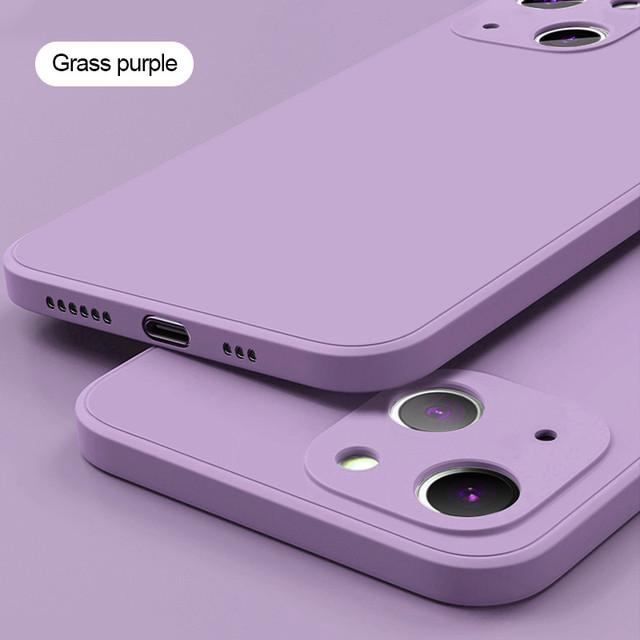 Slim Thin Luxury Square Liquid Soft Silicone Case For iPhone 16 15 14 Pro Max Protective Shockproof Back Cover with Microfiber Lining
