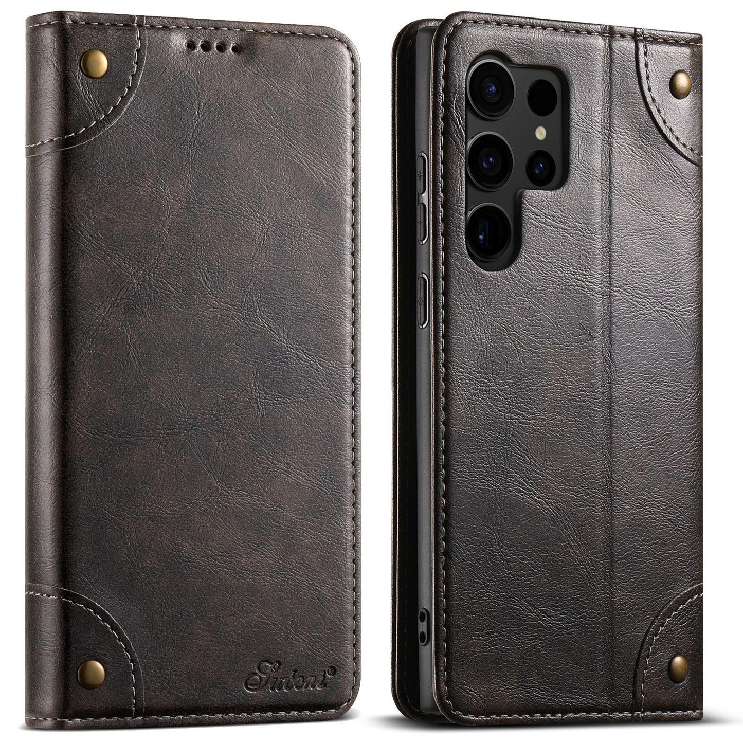 For Samsung S25 S24 S23 S22 Note20 Ultra Plus Phone Case, Smooth Surface Flip Wallet Case For Women Men Durable Faux Card Slot Leather Kickstand Magnetic Clasp Shockproof Phone Case