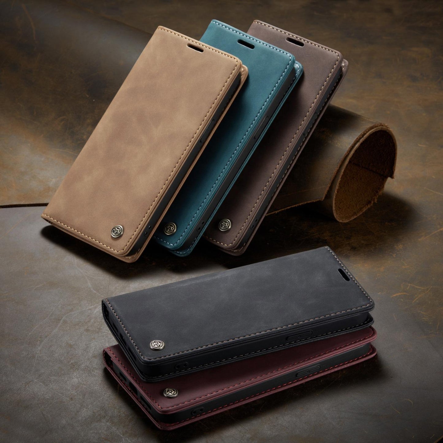 For iPhone 16ProMax 16 15 14 13 12 11 X/XS XR XSMax Case With Card Holder, Matte Wallet Case For Women Men, Durable Faux Leather Kickstand Magnetic Clasp Shockproof Phone Case