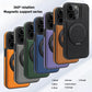 Luxury Full Leather Phone Case For iPhone 16ProMax 16 15 14 13 12 11 Magnetic Rotate Metal Holder Stand Back Cover
