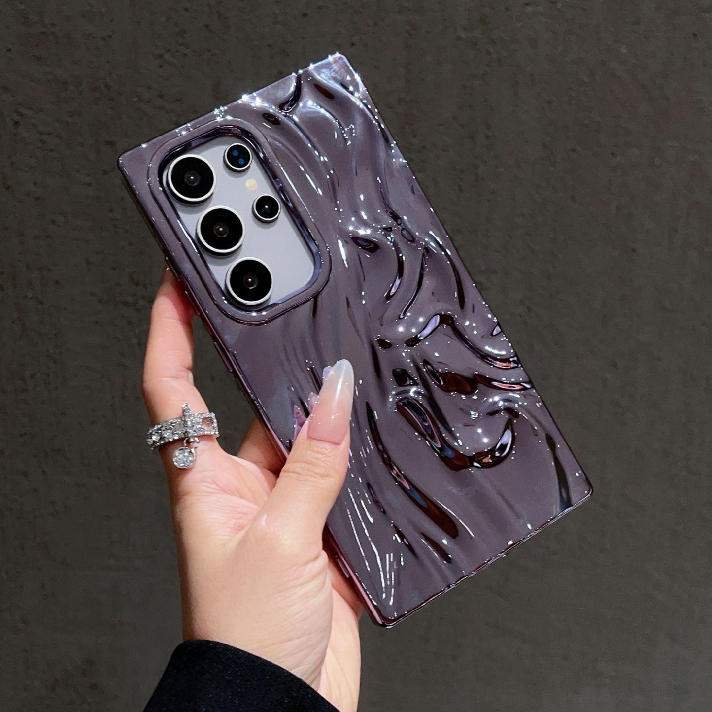 For Samsung S25Ultra S25 S24 A56 A55 A54 A36 A35 A26 A25 A16 A15, Luxury Fancy Shape Cool Wrinkled Tin Foil Pattern Plating Hollow Heat Dissipation Case Cooling Soft Back Cover