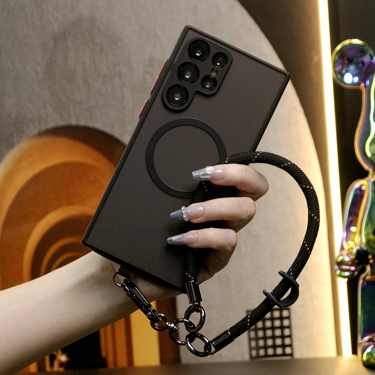 Luxury Matte Clear Support Magnetic With Multifunctional Climbing Rope For S25 S24 Ultra Plus S24FE