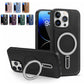 Luxury Full Leather Glossy Kickstand Phone Case For Magsafe For iPhone 16ProMax 16 15 14 13 12 11 Metal Ring Magnetic Metal Holder Shockproof Stand Back Cover