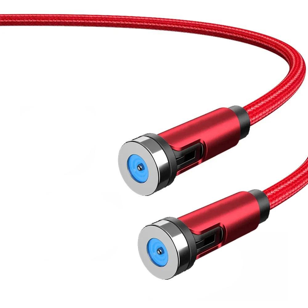 1m/2m/3m Magnetic Charging Cable 540° Rotating Magnetic Phone Charger Cable - 90° Angle Connector, Nylon-Braided Cords For iPhone For Samsung Smart Phone Accessories