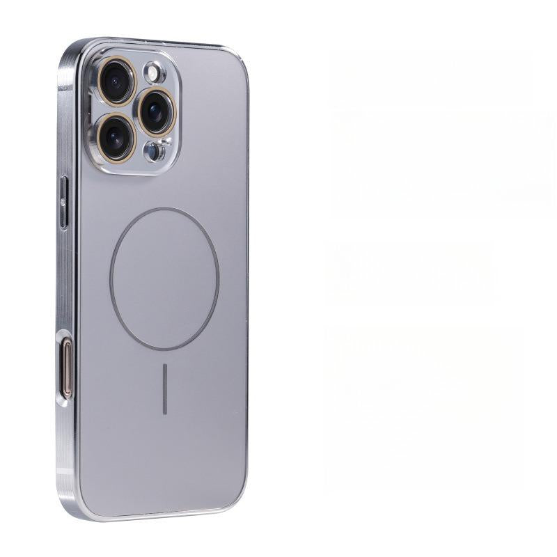 AG Glass Plating Fine Ring Strong Magnetic Phone Case With Len Protector For iPhone 16ProMax 15 14 13 12 11, Phone Handfeel Hard Full Cover