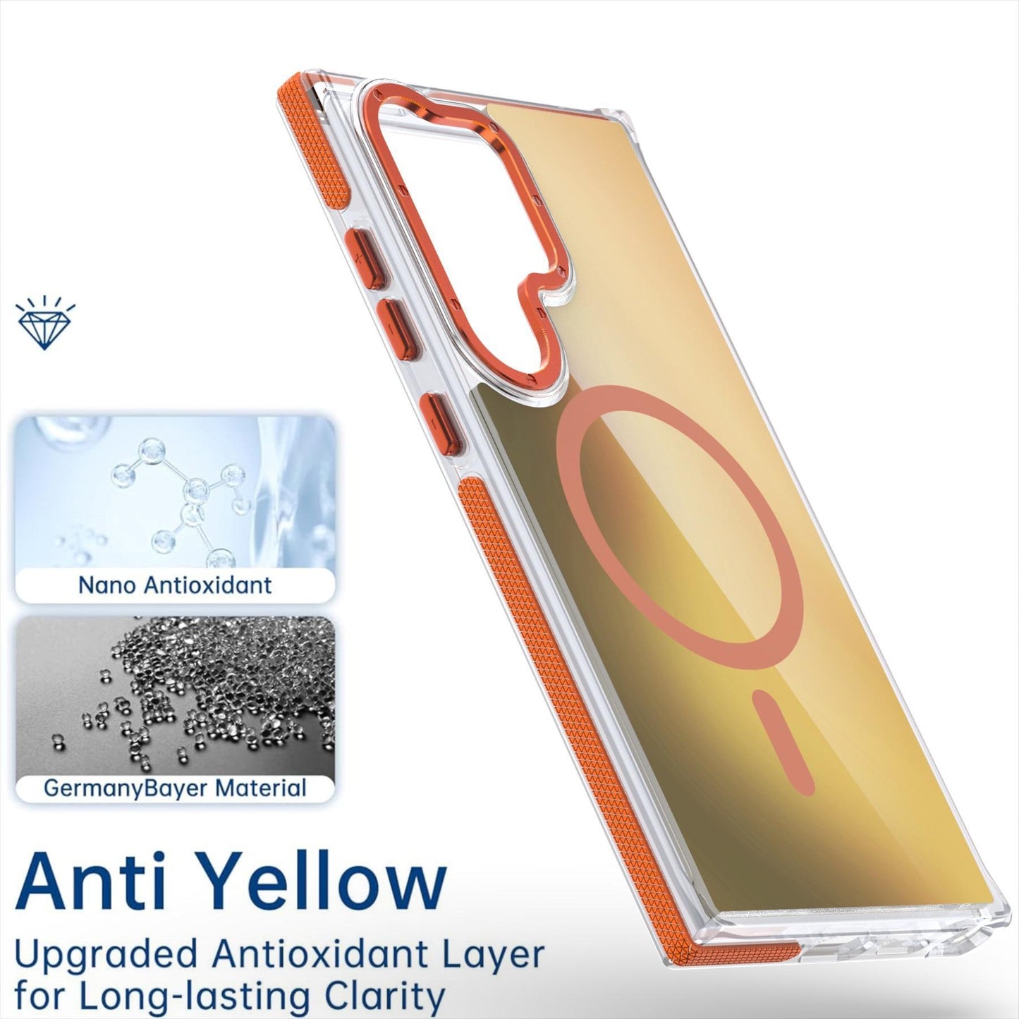 Laser Gradient Chameleon Strong Magnetic Wireless Charging Phone Case For Samsung S25Ultra S25 S24 S23 S22 S21FE A06 A15 A16 A25 A35 A36 A53 A54 A55 Metal Frame Acrylic Shockproof Hard Cover