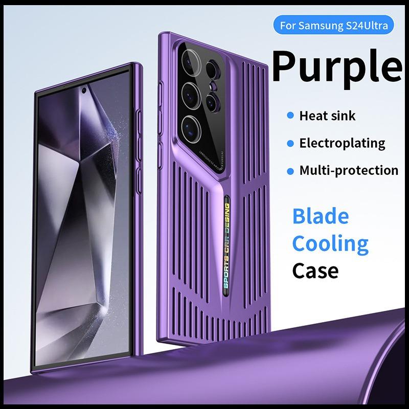 Premium Cooling Plating Hollow Out PC Blade Point Len Protector Shockproof Phone Case For Samsung S25Ultra S24 S23 S22 Hard Full Cover