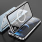 360 Full Protection Metal Magnetic Double Sided Phone Case For iPhone 16 15 14 13 12 Pro Max Plus For Magsafe Case Glass Magnetic Ring For Wireless Charging Snap Lock Full Cover