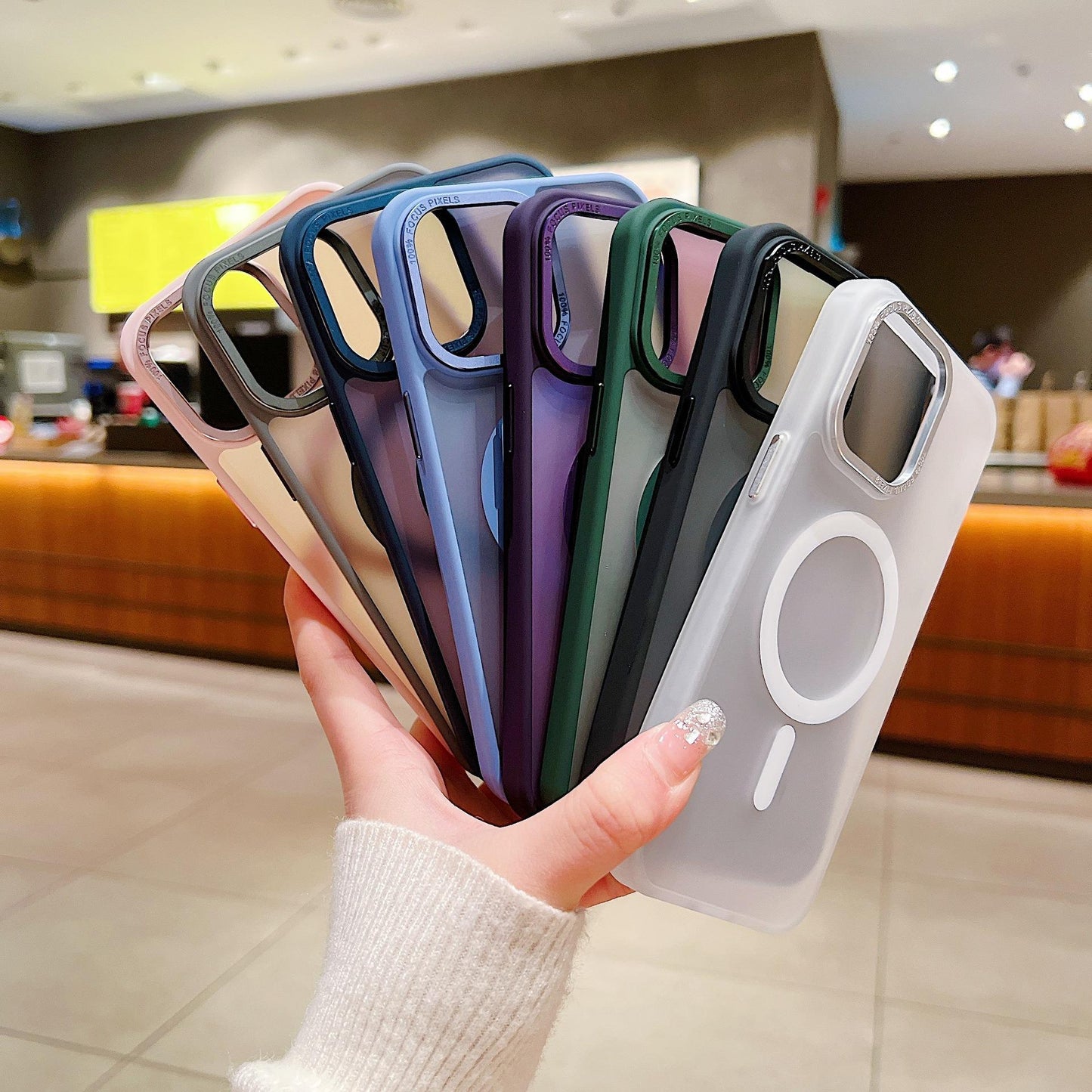 For iPhone 16ProMax 16 15 14 13 12 11 Plus Pro Max Phone Case, Matte Transparent Magnetic Acrylic Slim, Metal Camera Protection Hard Full Cover
