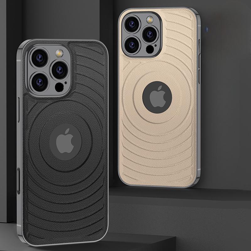For iPhone 16 Electroplated Magnetic Phone Case for iPhone 16 Plus 16 Pro Max Leather Leakage Hole Shockproof Protective Cover