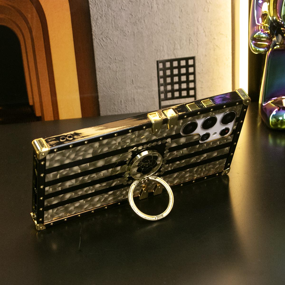 Luxury Glitter Dazzling Phantom Flower Heavy Duty Protection Cover Ring Stand Phone Case For Samsung S25Ultra S25 S24 S23 S22 S21 FE Plus Ultra Note20 A15 A16 A25 A34 A35 A52 A53 A54 A55