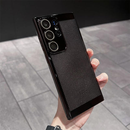 Ultra Slim Plating PC with Len Protector Cooling Phone Case For Samsung S25Ultra S24 S23 S22 S21 Note20 Shockproof Hard Full Cover