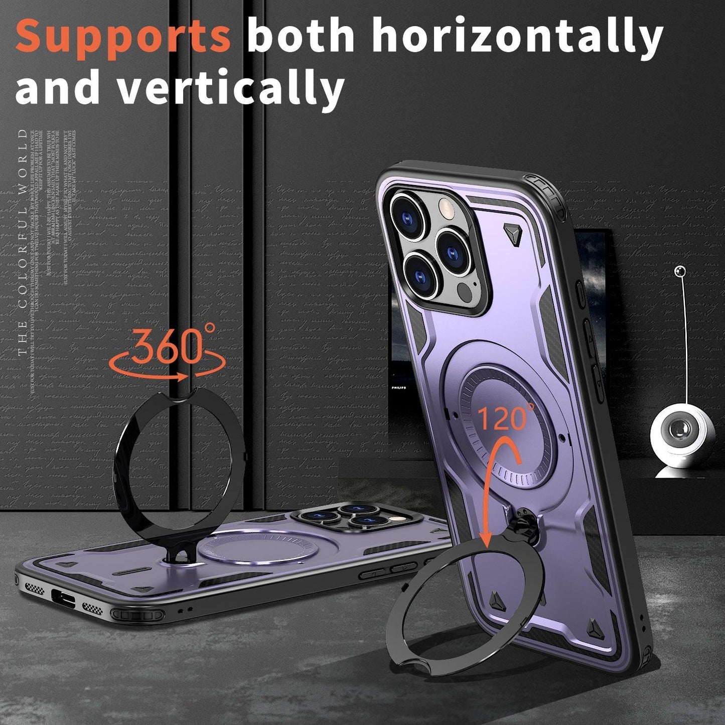 Anti-Dust Matte Anti-Fall Heavy Duty Protection Shockproof Strong Magnetic Phone Case With Rotating Metal Kickstand for iPhone 16ProMax 16 15 14 13 12 11 XR Bumper Hard Full Cover
