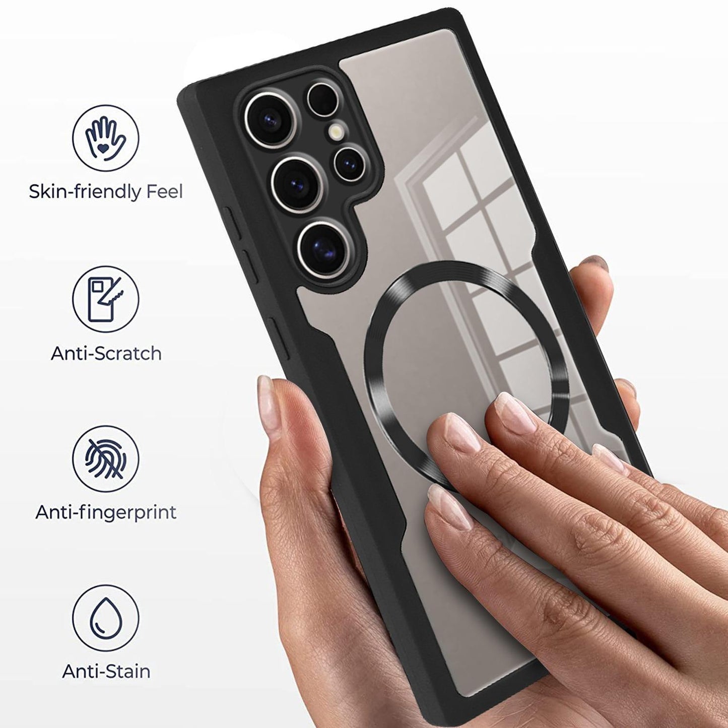 For Samsung S25Ultra S25 S24 S23 S22 S21FE A16 A26 A36 A56 Strong Magnetic Phone Case, Double Side 360 Full Protection, HD PET Screen Protector Acrylic Shockproof Hand Feel Hard Full Cover