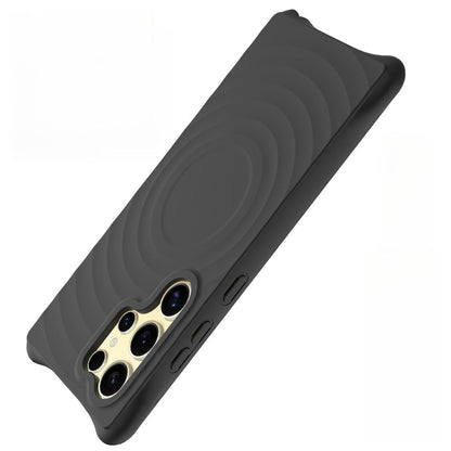 Matte Ripple Pattern Magnetic Phone Case For Samsung S25Ultra S25 S24FE S24 S23 Skin Feel Heavy Duty Protection Bumper Shockproof Soft Full Cover