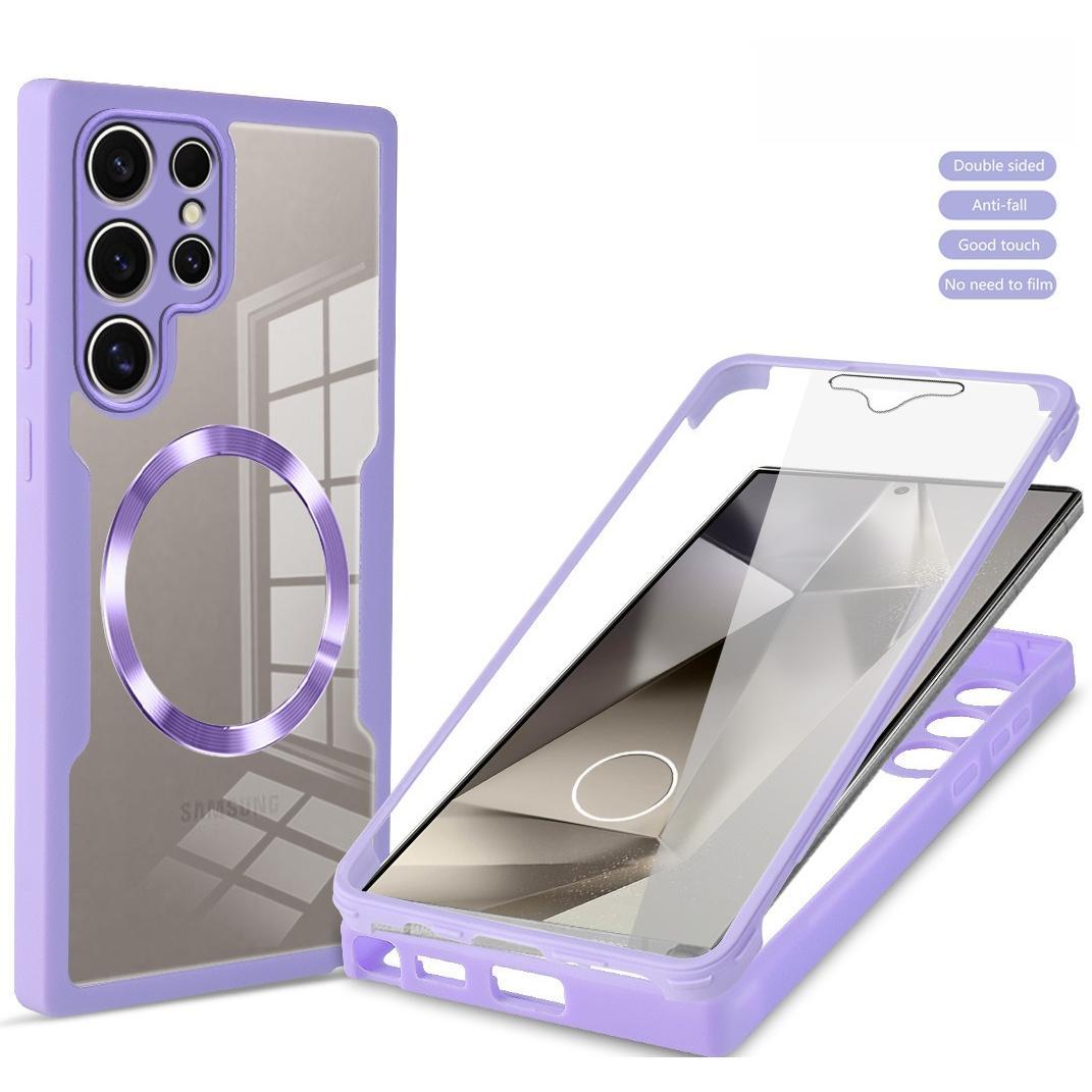 For Samsung S25Ultra S25 S24 S23 S22 S21FE A16 A26 A36 A56 Strong Magnetic Phone Case, Double Side 360 Full Protection, HD PET Screen Protector Acrylic Shockproof Hand Feel Hard Full Cover