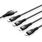 1.2m/2m 6A 4in1 One Drag Four Fast Filling Line Cable Aluminum Alloy + Two-color Braided Thread Fast Charging IP Type-C Android Universal
