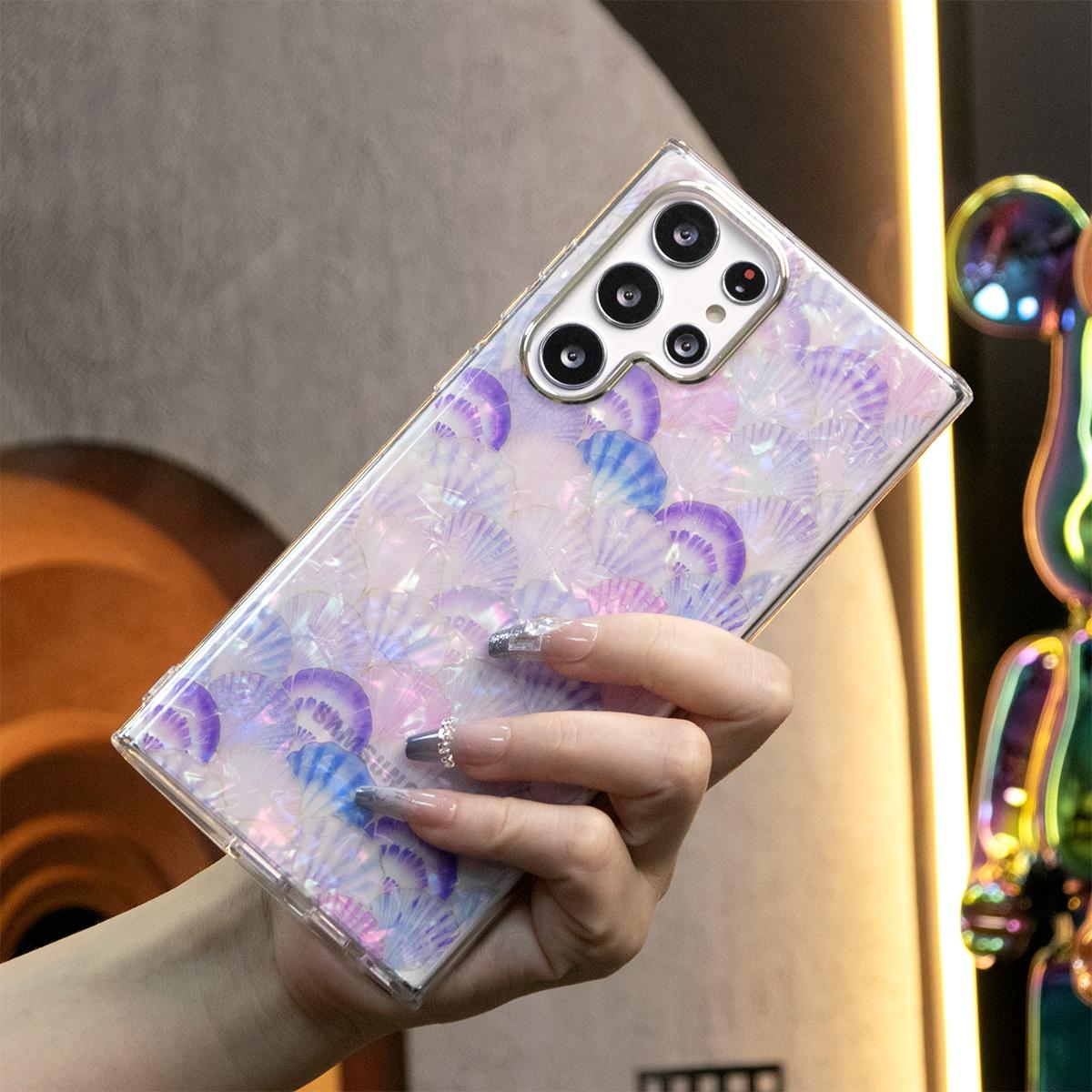 For iPhone 16 15 14 13 12 11 XR XSMax X/XS Phone Case, Leopard Shell Marbling Pattern, Glitter Colorful Luxury Elegant Camera Protection Shockproof Hard Cover