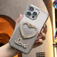 Glitter Transparent Gradient Diamond Love Heart Holder Plating Phone Case For iPhone 16 15 14 13 12 Pro Max Clear Soft TPU Back Cover