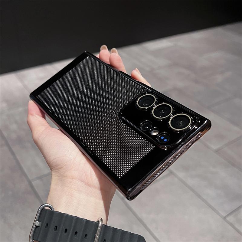 Ultra Slim Plating PC with Len Protector Cooling Phone Case For Samsung S25Ultra S24 S23 S22 S21 Note20 Shockproof Hard Full Cover