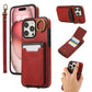 For iPhone 16ProMax 16 15 14 13 12 Leather Phone Case with Double Folding Wallet Wristband, Anti-Fall Card Slot Ring Kickstand Shockproof Business Hard Full Cover