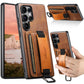For Samsung S25 S24 S23 S22 Note20 Ultra Plus Phone Case, Smooth Surface Oil Wax Pattern Flip Elasticity Wallet Card Slot Wristband Leather Kickstand Shockproof Phone Case