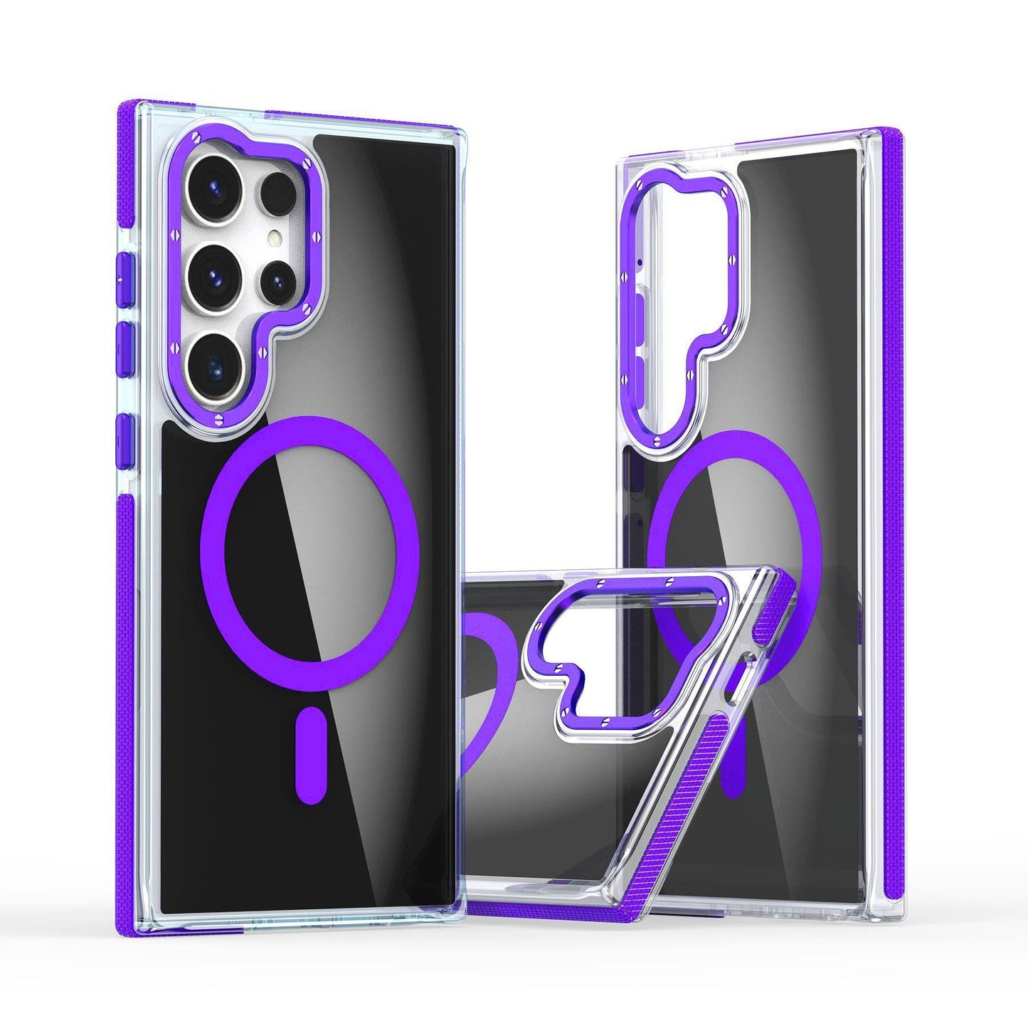 Dual Color Translucency Black Strong Magnetic For Magsafe Phone Case For Samsung S25Ultra S25+ S25 S24Ultra S23FE S23Ultra A55 A35 A25 A16 Metal Frame Shockproof Bumper Acrylic Hard Cover