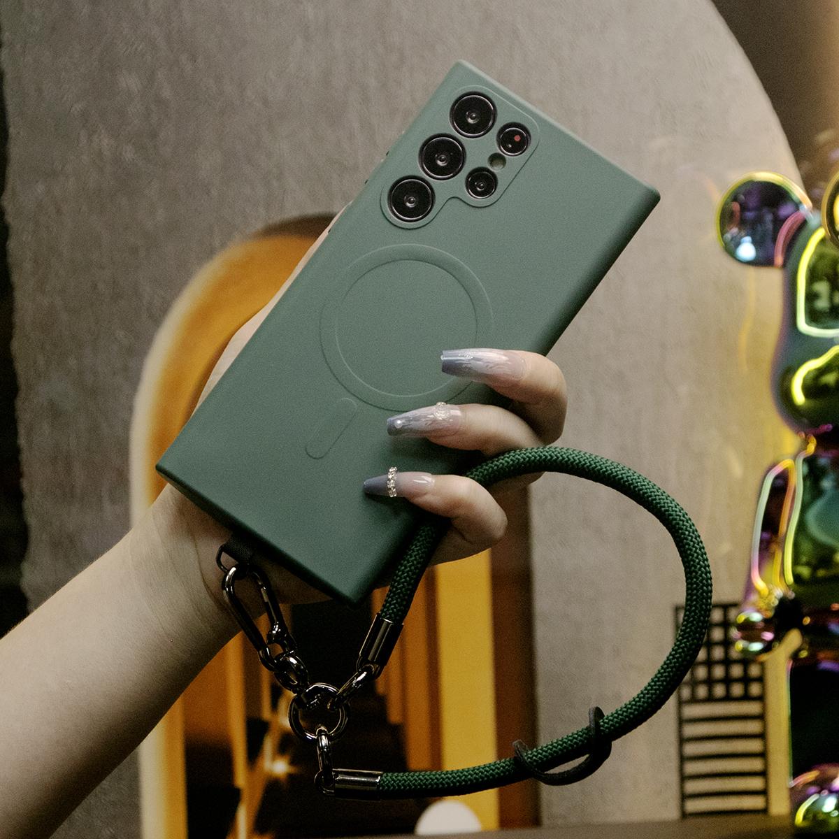 Strong Magnetic Case With Multifunctional Climbing Rope For Samsung S25Ultra S24FE S25 S24 A15 A35 A55 S22 S23, Soft Liquid Silicone Shockproof Phone Case With Microfiber Lining