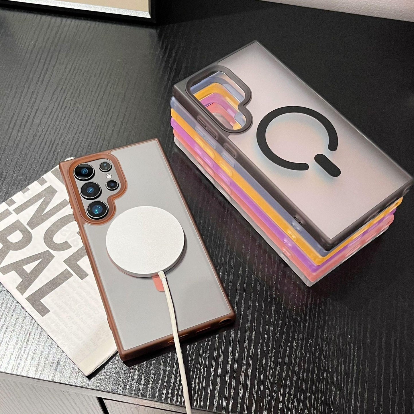 Matte Clear Macaron Magnetic Phone Case For Samsung S25Ultra S25Plus S25 S24Ultra S24 S23FE S23 [Not Yellowing] [Skin Feel] Shockproof Hard Full Cover