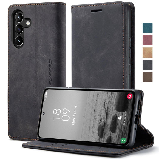 For Samsung S25Ultra S24 S23 S22 S21 Note20 Case With Card Holder, Matte Wallet Case For Women Men, Durable Faux Leather Kickstand Magnetic Clasp Shockproof Phone Case