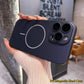 Slim Matte Fine Ring Metallic Glossy Strong Magnetic PC Phone Case For iPhone 16ProMax 16 15 14 13 12 11 Hand Feel Hard Full Cover