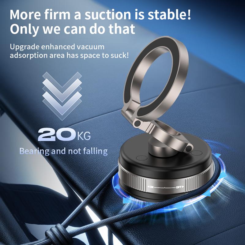 Upgrade Three-axis Flexible Alloy 360° Magnetic Vacuum Adsorption Double-sided Fold Rotating Multi-angle Strong Suction, Stable Holder, Hands Free Automobile, Adjustable Mount for All Phones