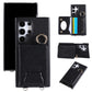 Bear Crossbody Mirror Wallet with Card Holder Phone Case for Samsung Galaxy S25 S24 S23 S22 Ultra Plus S24 FE Back Cover