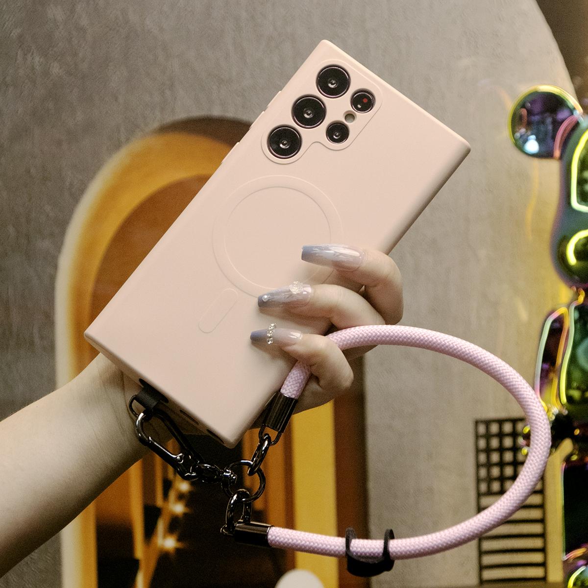Strong Magnetic Case With Multifunctional Climbing Rope For Samsung S25Ultra S24FE S25 S24 A15 A35 A55 S22 S23, Soft Liquid Silicone Shockproof Phone Case With Microfiber Lining