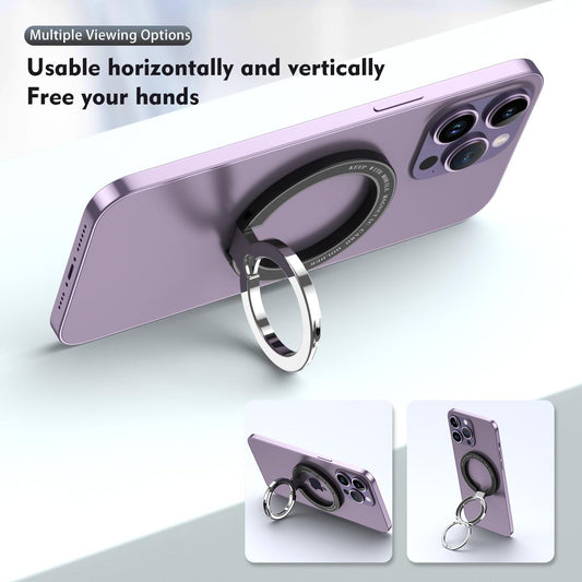 Double Ring Design Smart Angle Strong Magnetic Attraction Innovative Magnetic Phone Finger Ring Stand Alloy Smooth Feeling Slim Holder, for iPhone 16 15 14 13 12 for Samsung S25 S24 S23