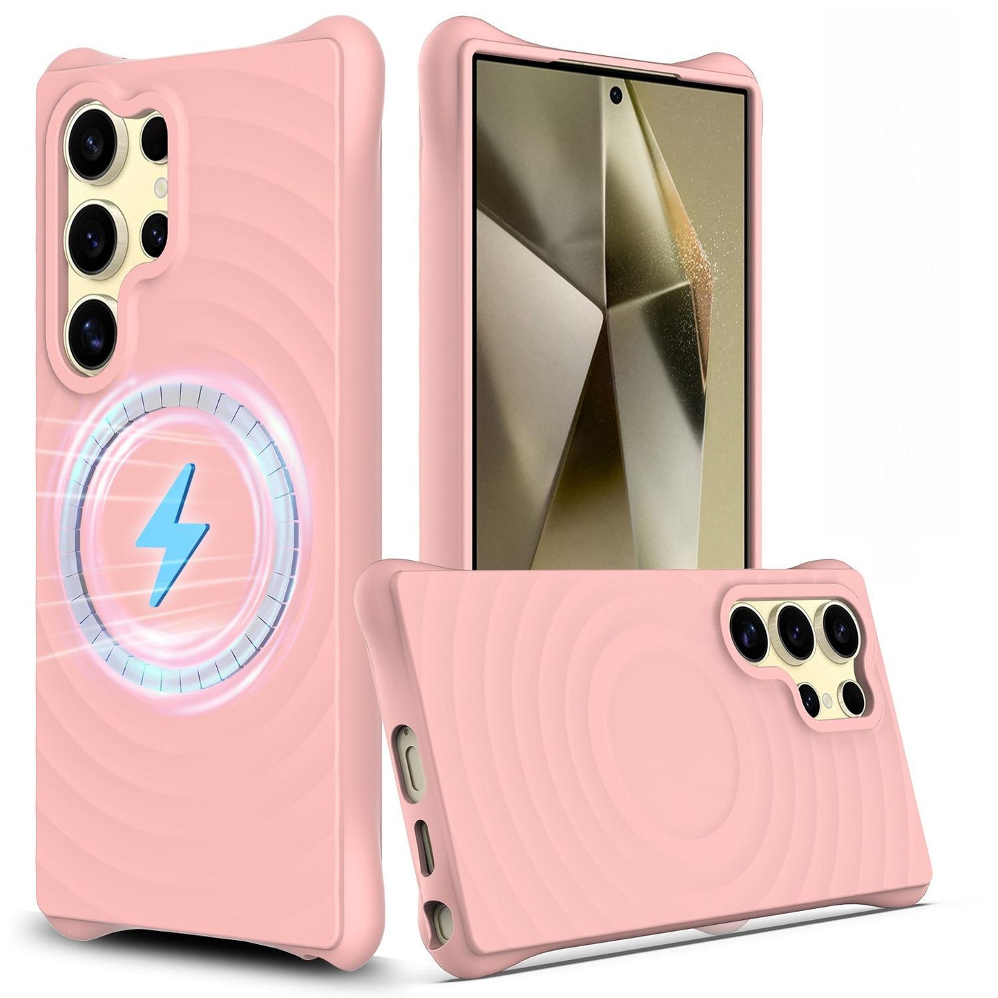 Matte Ripple Pattern Magnetic Phone Case For Samsung S25Ultra S25 S24FE S24 S23 Skin Feel Heavy Duty Protection Bumper Shockproof Soft Full Cover