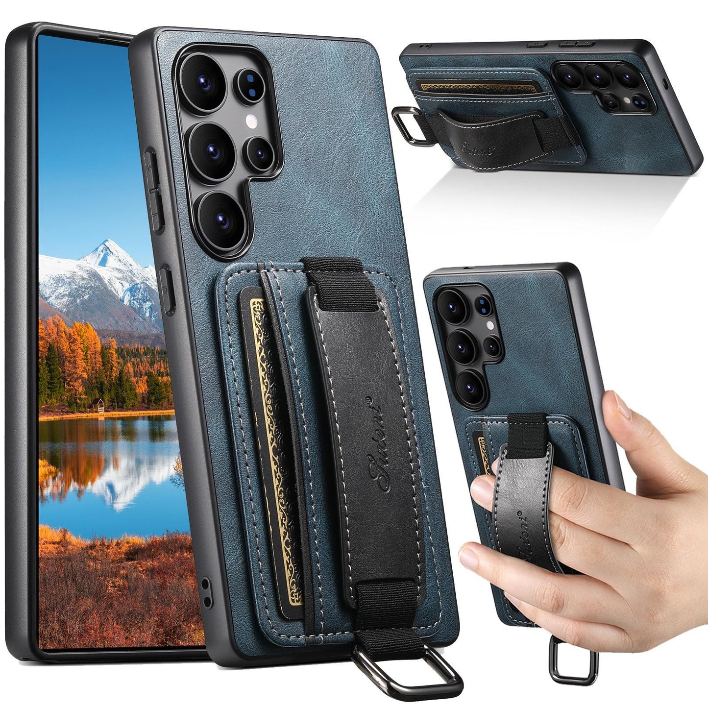 For Samsung S25 S24 S23 S22 Note20 Ultra Plus Phone Case, Smooth Surface Oil Wax Pattern Flip Elasticity Wallet Card Slot Wristband Leather Kickstand Shockproof Phone Case