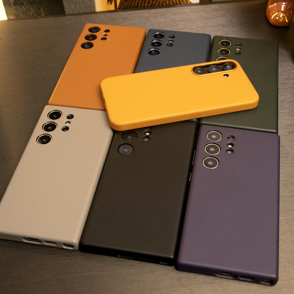 For Samsung S24 S24+ S24Ultra, Leather Phone Case Full Cover Protective Shockproof Back Cover with Metal keys and Flannel Lining