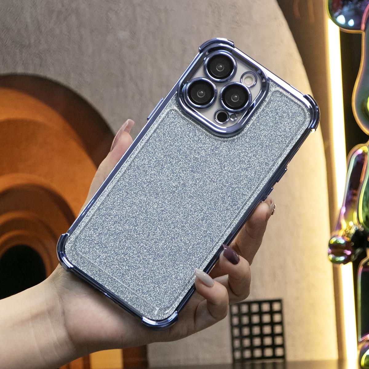 Glitter Clear Four Corners Anti Fall Transparent Plating Phone Case For iPhone 16 15 14 13 12 11 XR XSMax X/XS Built-in Camera Protector Hard Full Cover