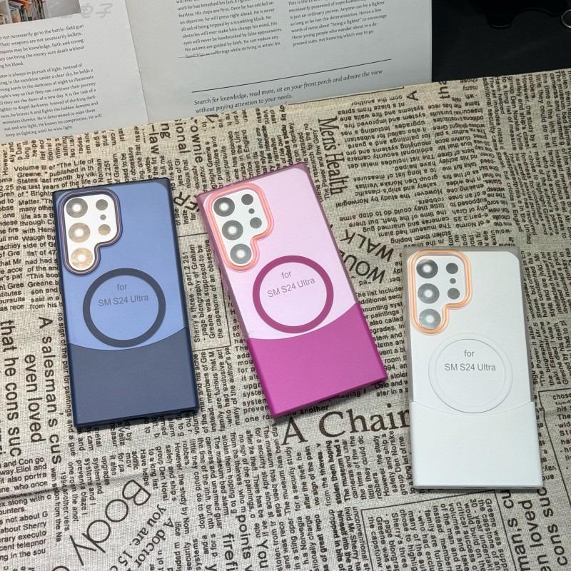 Matte Clear Fission Magnetic Two-tone Slim PC Phone Case For Samsung S25Ultra S25 S24 S23 S22 Transparent Skin Feel Bumper Shockproof Hard Full Cover