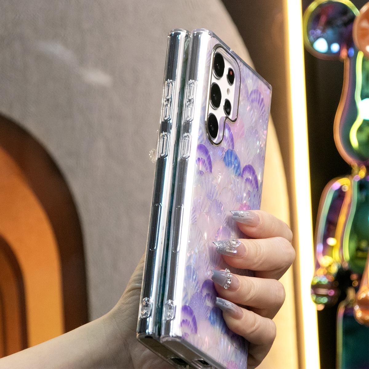 For iPhone 16 15 14 13 12 11 XR XSMax X/XS Phone Case, Leopard Shell Marbling Pattern, Glitter Colorful Luxury Elegant Camera Protection Shockproof Hard Cover